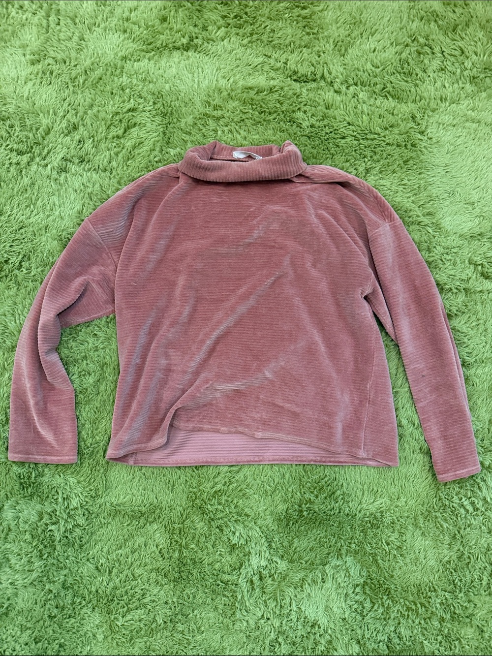 Mango Rose-Taupe Corduroy Turtleneck Sweater